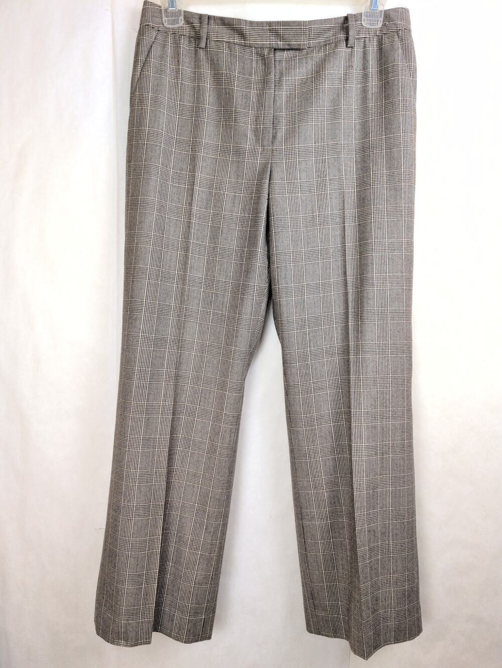 Vintage Brooks Brothers wool tan plaid wide leg pants Size 12 Lined Preppy